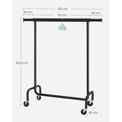 Siirrettävä vaatepuu LINEA, musta