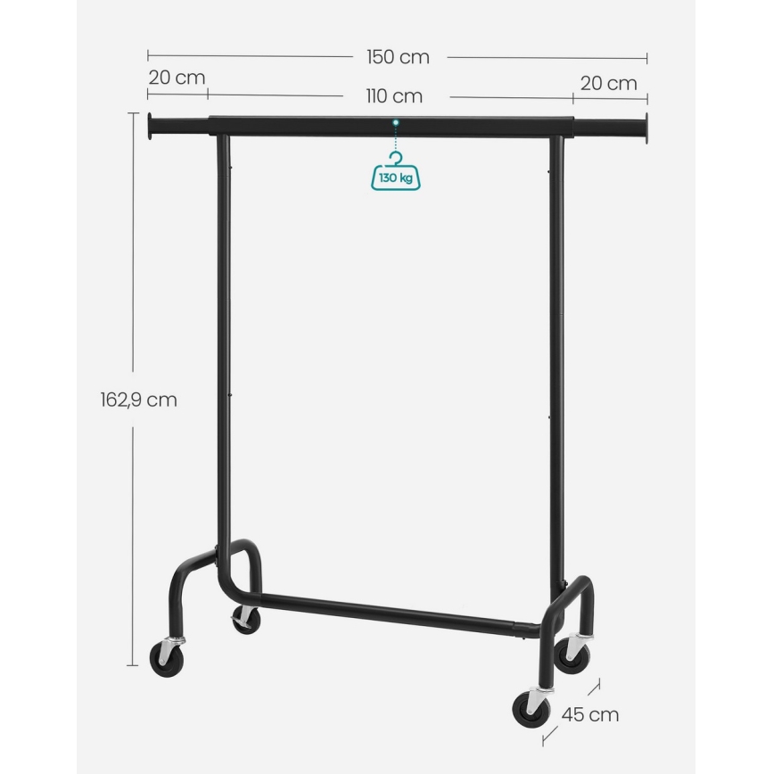 Siirrettävä vaatepuu LINEA, musta