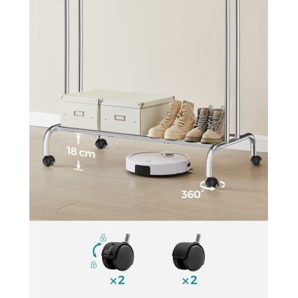 Siirrettävä vaateripustin LINEA, hopeanvärinen