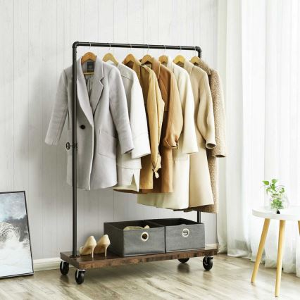 Siirrettävä vaateteline LINEA, ruskea/musta