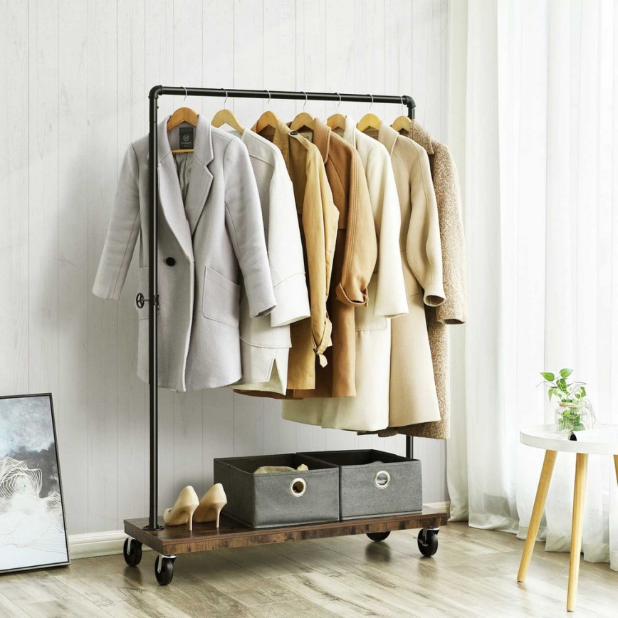 Siirrettävä vaateteline LINEA, ruskea/musta