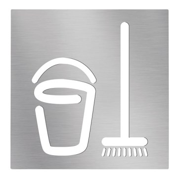 Siivoushuone-ikoni 12 x 12 cm, ruostumaton teräs/hopea