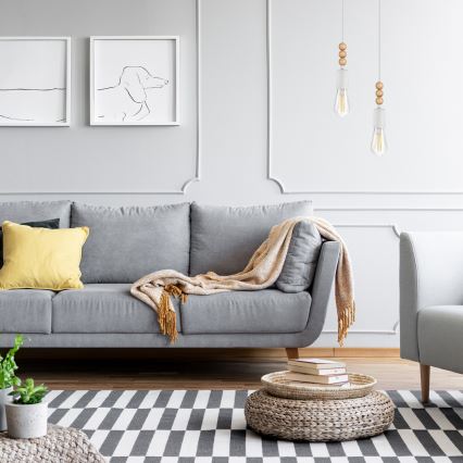 Riippuvalaisin SIMON 2xE27/60W/230V valkoinen/pyökki