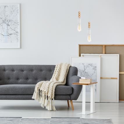 Riippuvalaisin SIMON 2xE27/60W/230V valkoinen/pyökki