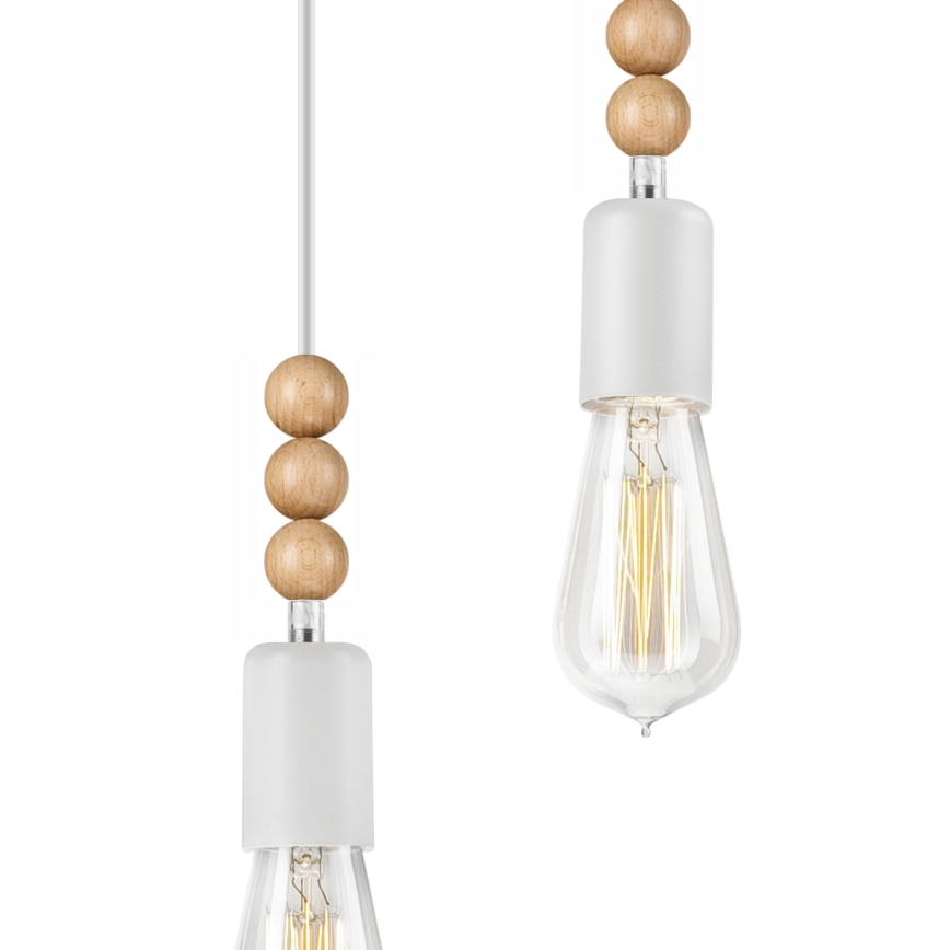 Riippuvalaisin SIMON 2xE27/60W/230V valkoinen/pyökki