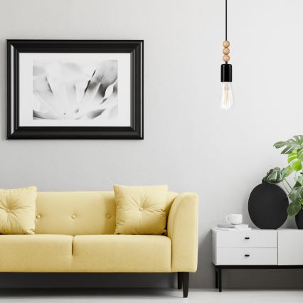 Riippuvalaisin SIMON johdolla 1xE27/60W/230V musta/pyökki