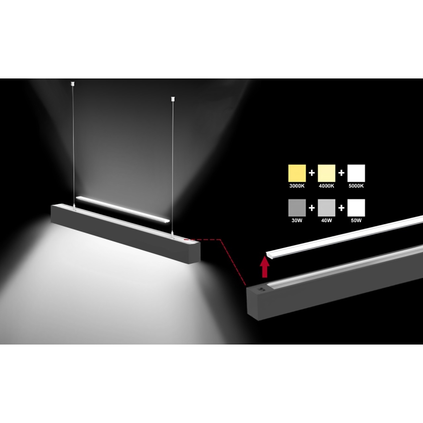 Sinclair - LED-kattovalaisin LSM LED/40W/230V 3000K/4000K/5000K 120 cm musta