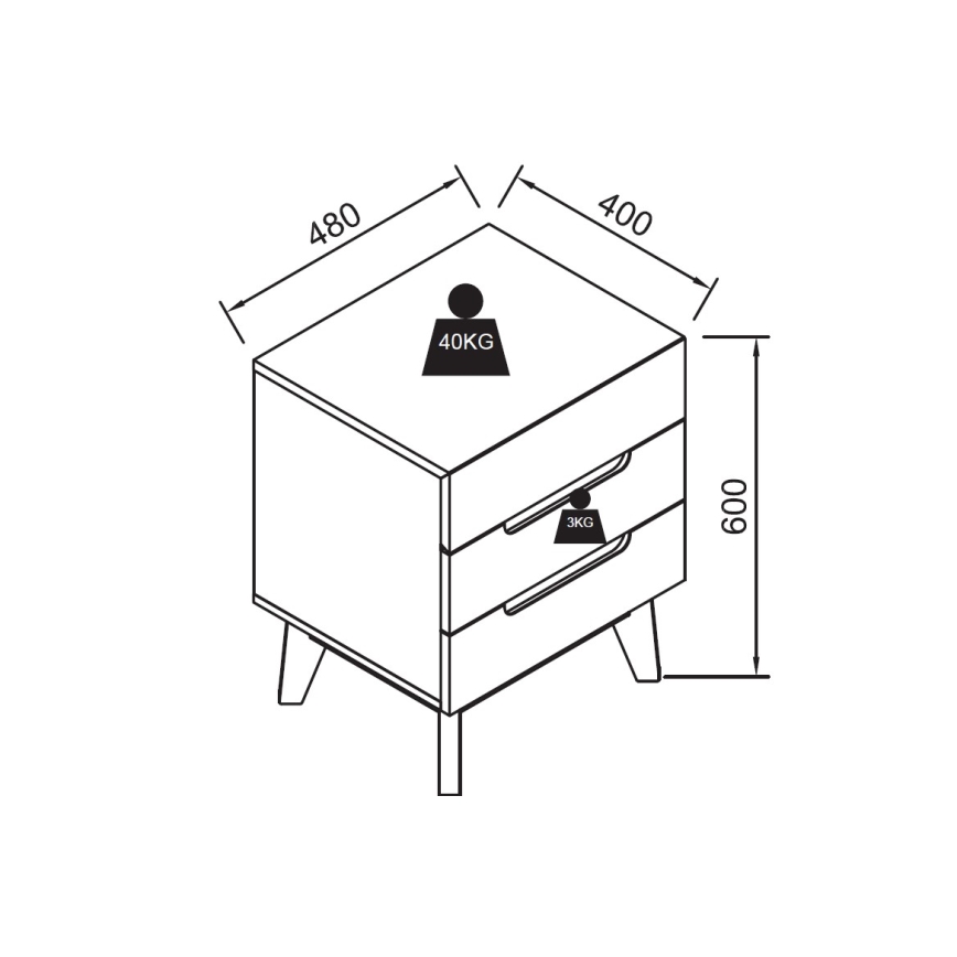 SINIRA yöpöytä, valkoinen