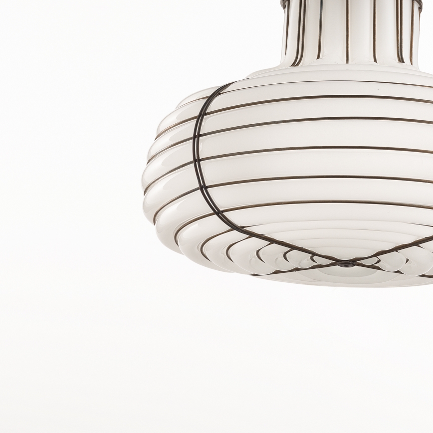 SIRU - Kattokruunu johdossa CHAPEAU 2xE14/40W/230V mattakromi/valkoinen Venetsialaista lasia