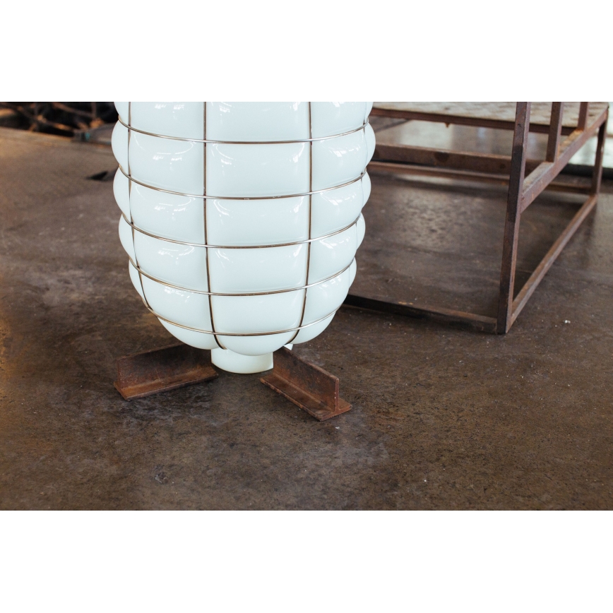 SIRU - Kattokruunu johdossa LANTERNA 1xE27/60W/230V halkaisija 32 cm musta/valkoinen Venetsialaista lasia