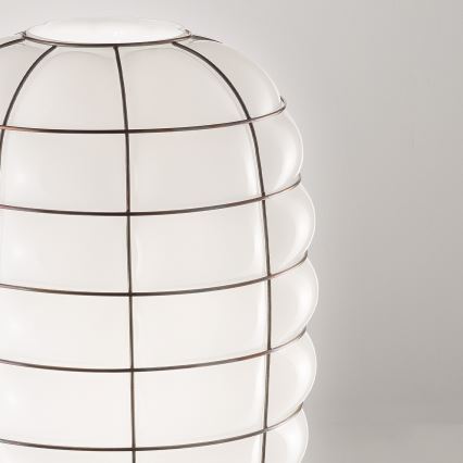 SIRU - Kattokruunu johdossa LANTERNA 1xE27/60W/230V halkaisija 32 cm musta/valkoinen Venetsialaista lasia