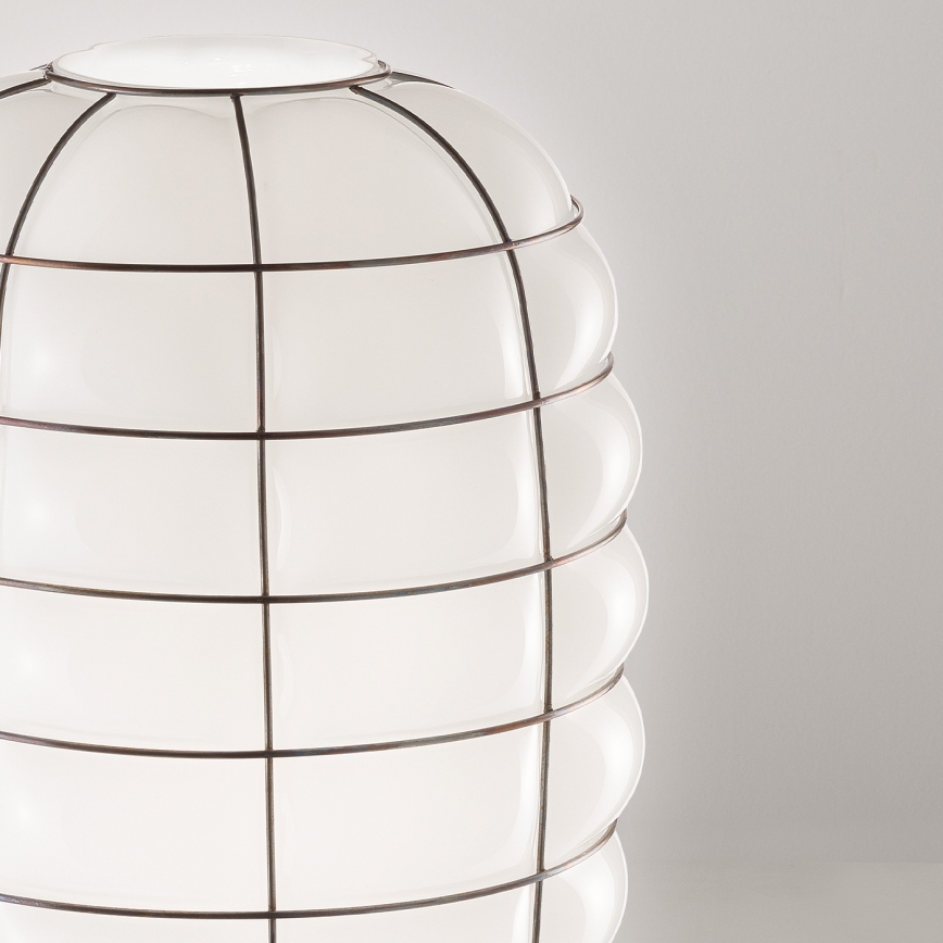 SIRU - Kattokruunu johdossa LANTERNA 1xE27/60W/230V halkaisija 32 cm musta/valkoinen Venetsialaista lasia