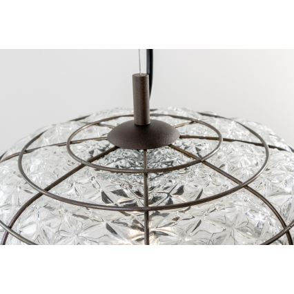 SIRU - Kattokruunu johdossa TERRA 1xE27/60W/230V musta/läpinäkyvä Venetsialaista lasia