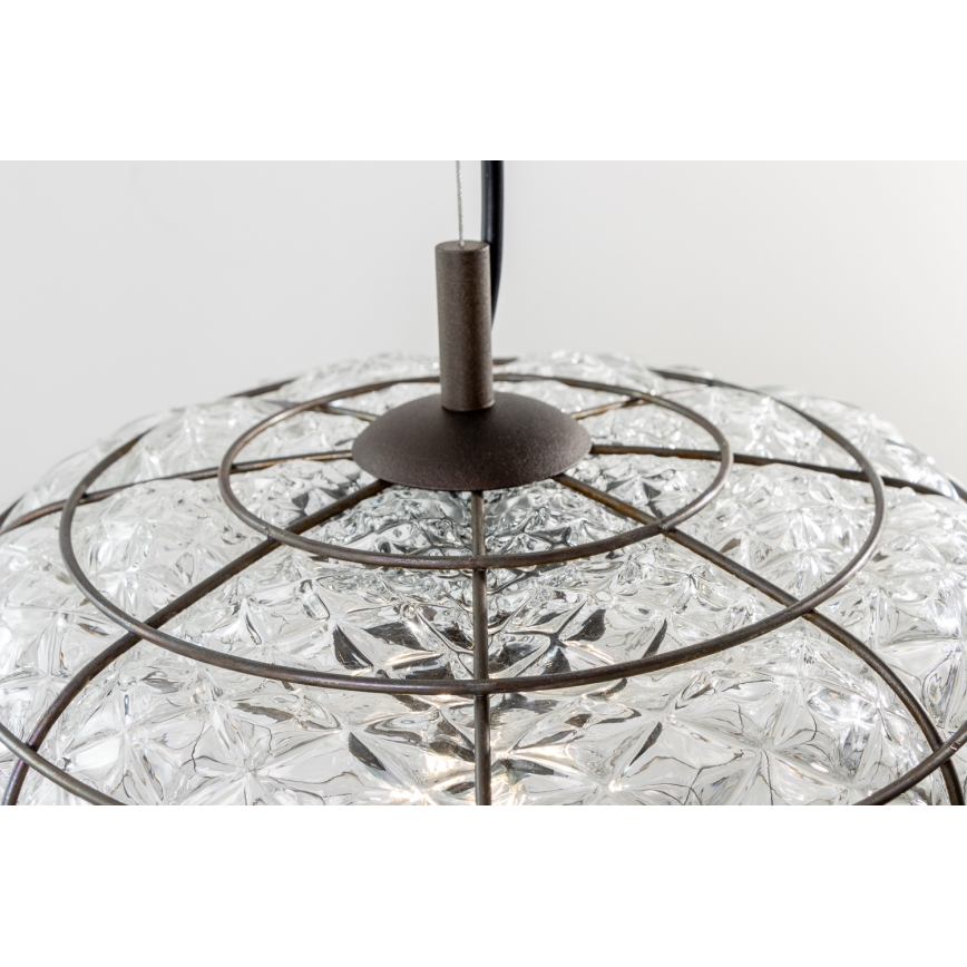 SIRU - Kattokruunu johdossa TERRA 1xE27/60W/230V musta/läpinäkyvä Venetsialaista lasia