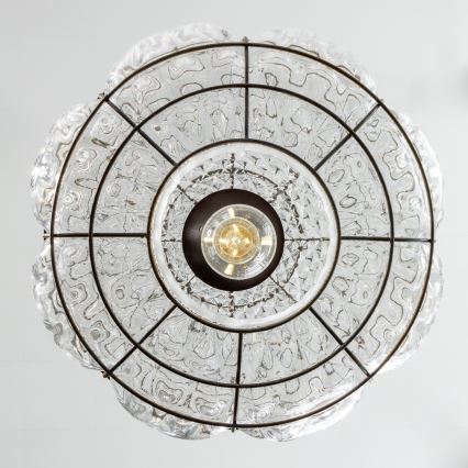 SIRU - Kattokruunu johdossa TERRA 1xE27/60W/230V musta/läpinäkyvä Venetsialaista lasia