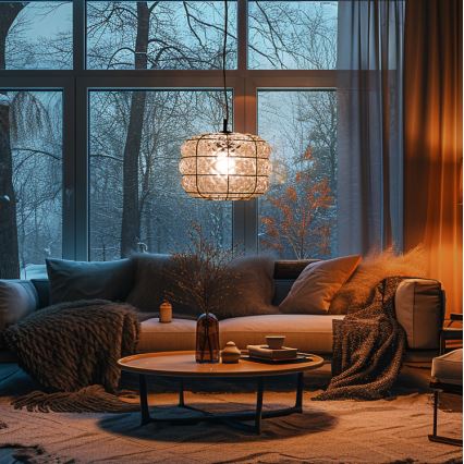 SIRU - Kattokruunu johdossa TERRA 1xE27/60W/230V musta/läpinäkyvä Venetsialaista lasia