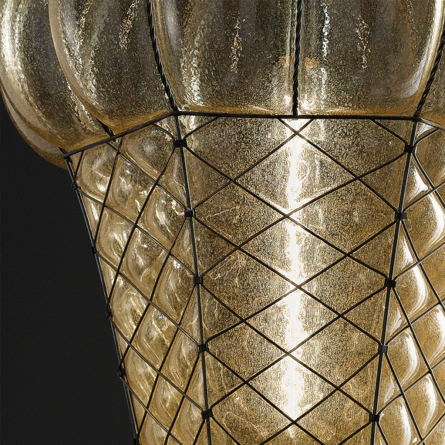 SIRU - Kattokruunu ketjussa BABÀ 1xE27/60W/230V halkaisija 30 cm beige/ruskea Venetsialaista lasia