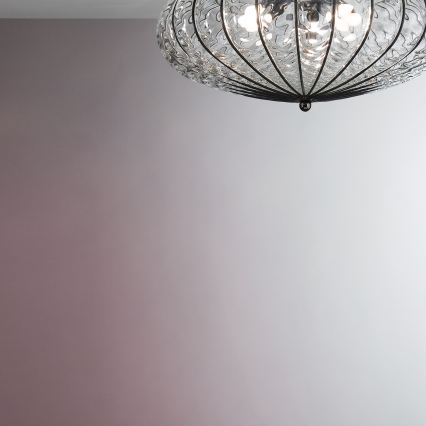 SIRU - Kattovalo ACCADEMIA 3xE27/60W/230V läpinäkyvä/musta Venetsialaista lasia