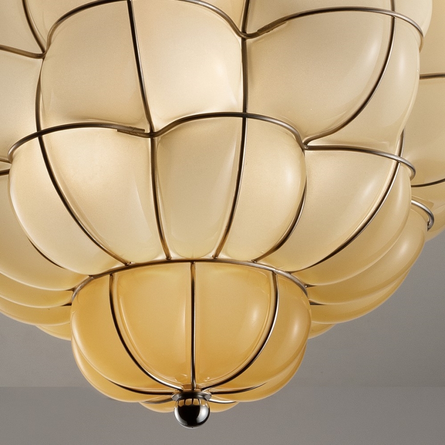 SIRU - Kattovalo POUFF 3xE27/60W/230V kiiltävä kromi/beige Venetsialaista lasia