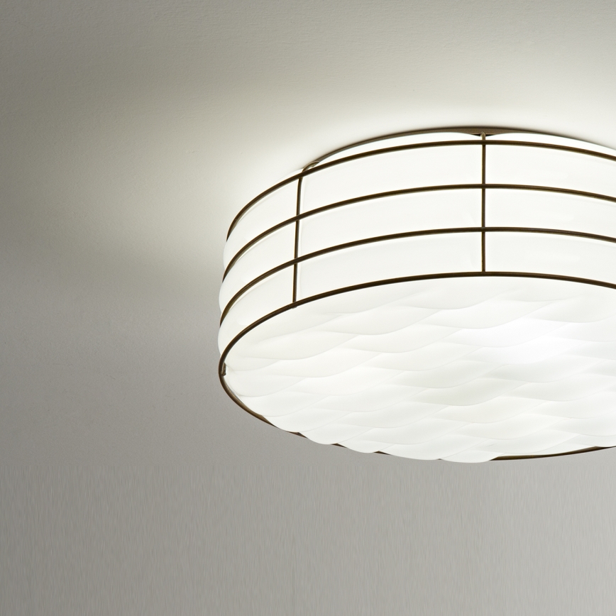 SIRU - Kattovalo TAMIS 3xE14/40W/230V musta/valkoinen Venetsialaista lasia