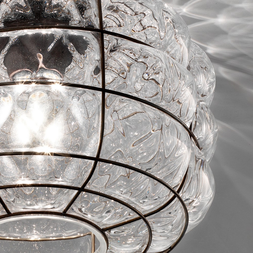 SIRU - Kattovalo TERRA 1xE27/60W/230V musta/läpinäkyvä Venetsialaista lasia