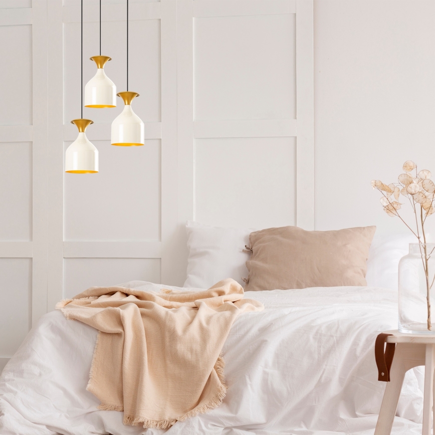 SIVANI-riippuvalaisin johdolla 3xE27/40W/230V valkoinen/kupari