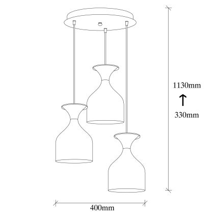 SIVANI-riippuvalaisin johdolla 3xE27/40W/230V valkoinen/kupari