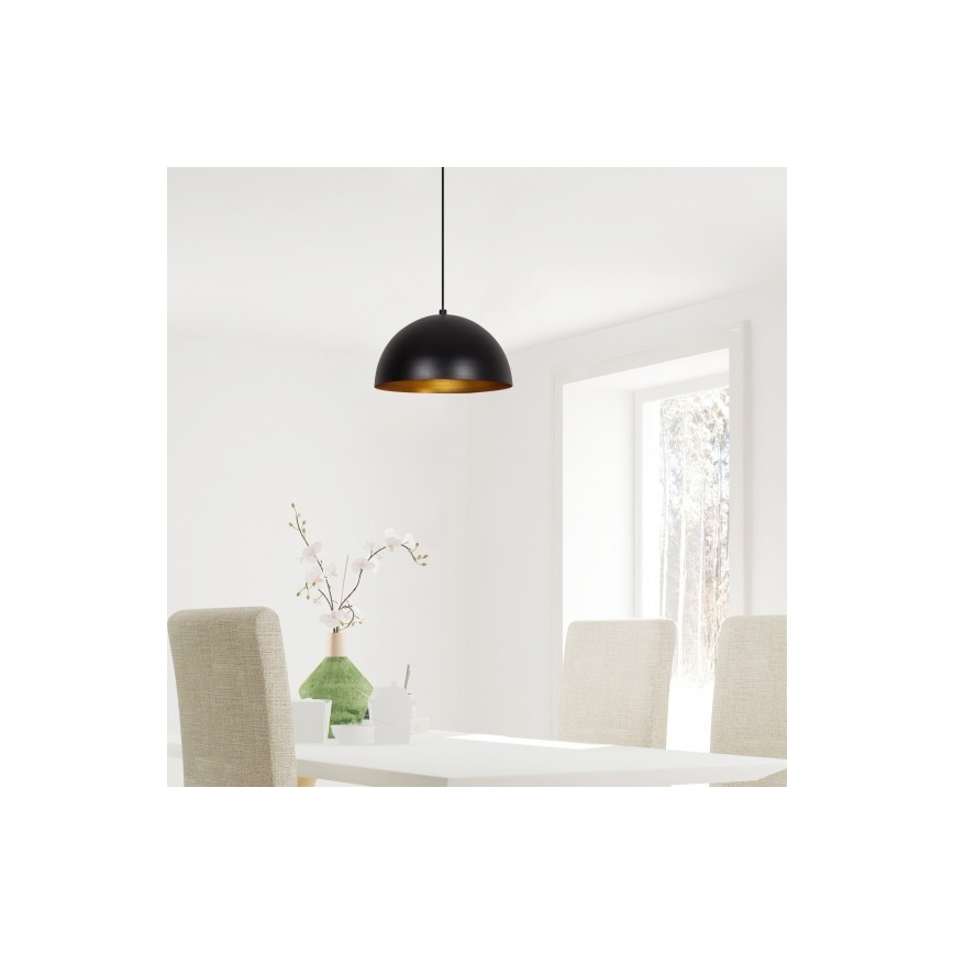 SIVANI-riippuvalaisin vaijerilla 1xE27/40W/230V, halkaisija 30 cm, musta/kupari