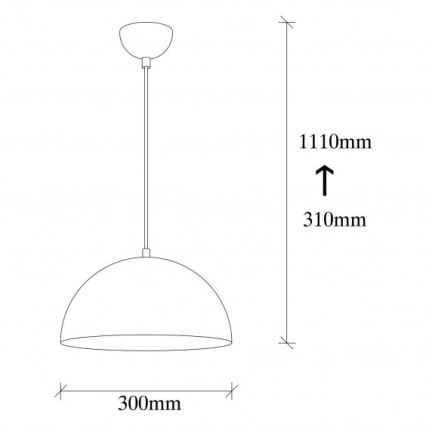 SIVANI-riippuvalaisin vaijerilla 1xE27/40W/230V, halkaisija 30 cm, musta/kupari