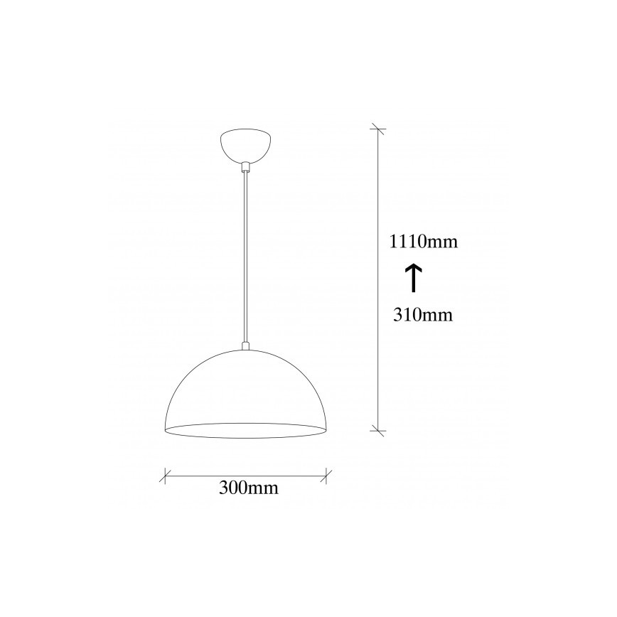 SIVANI-riippuvalaisin vaijerilla 1xE27/40W/230V, halkaisija 30 cm, musta/kupari
