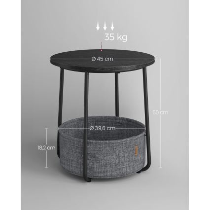 Sivupöytä NOIRA musta/harmaa