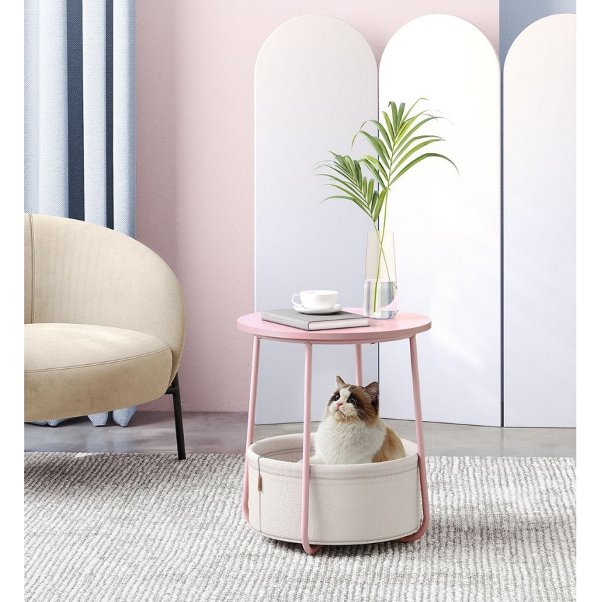 Sivupöytä NOIRA, vaaleanpunainen/valkoinen