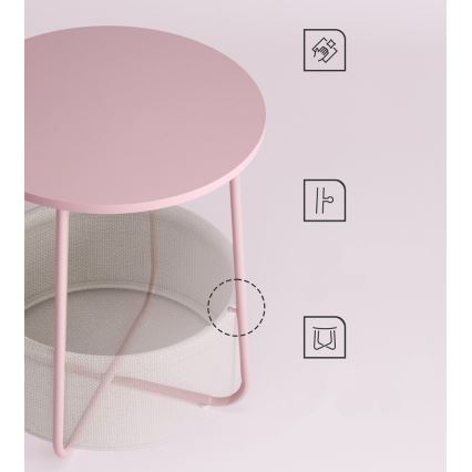 Sivupöytä NOIRA, vaaleanpunainen/valkoinen