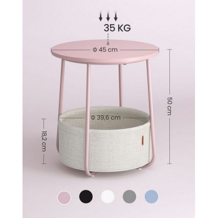 Sivupöytä NOIRA, vaaleanpunainen/valkoinen