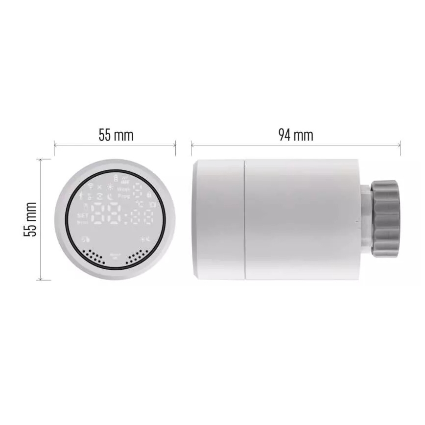 Smart termostaatinpää LCD-näytöllä GoSmart M30x1,5 2xAA/1,5V Tuya