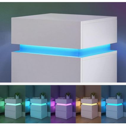 SMARTIE-yöpöytä taustavalaistuksella, valkoinen