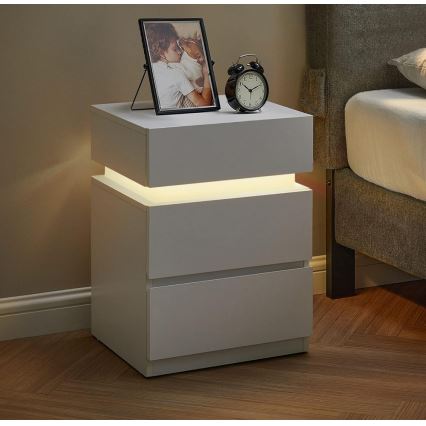 SMARTIE-yöpöytä taustavalaistuksella, valkoinen