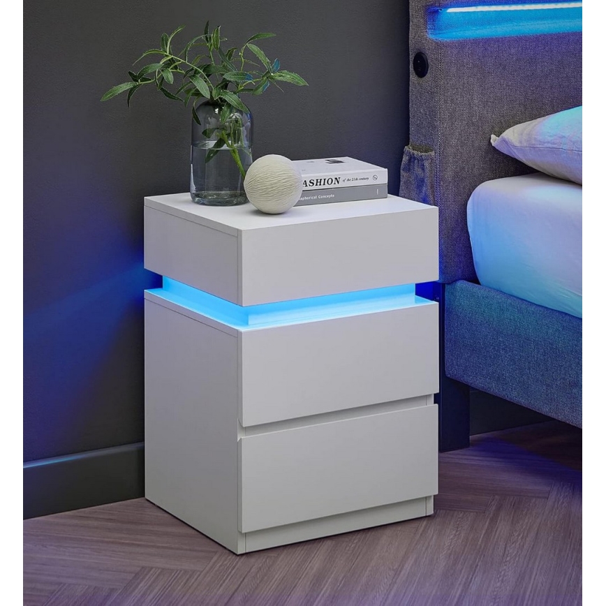 SMARTIE-yöpöytä taustavalaistuksella, valkoinen