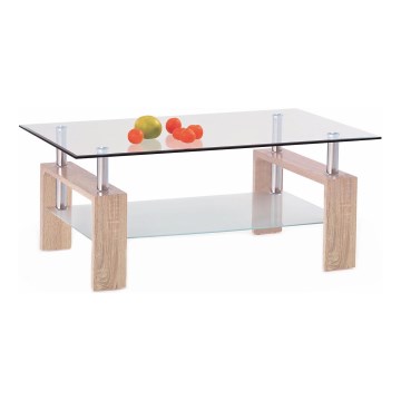 Sohvapöytä 55x110 cm läpinäkyvä/tammi sonoma