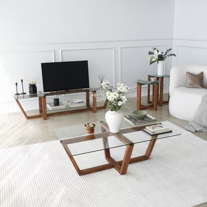 Sohvapöytä AMALFI 35x105 cm mänty/läpinäkyvä