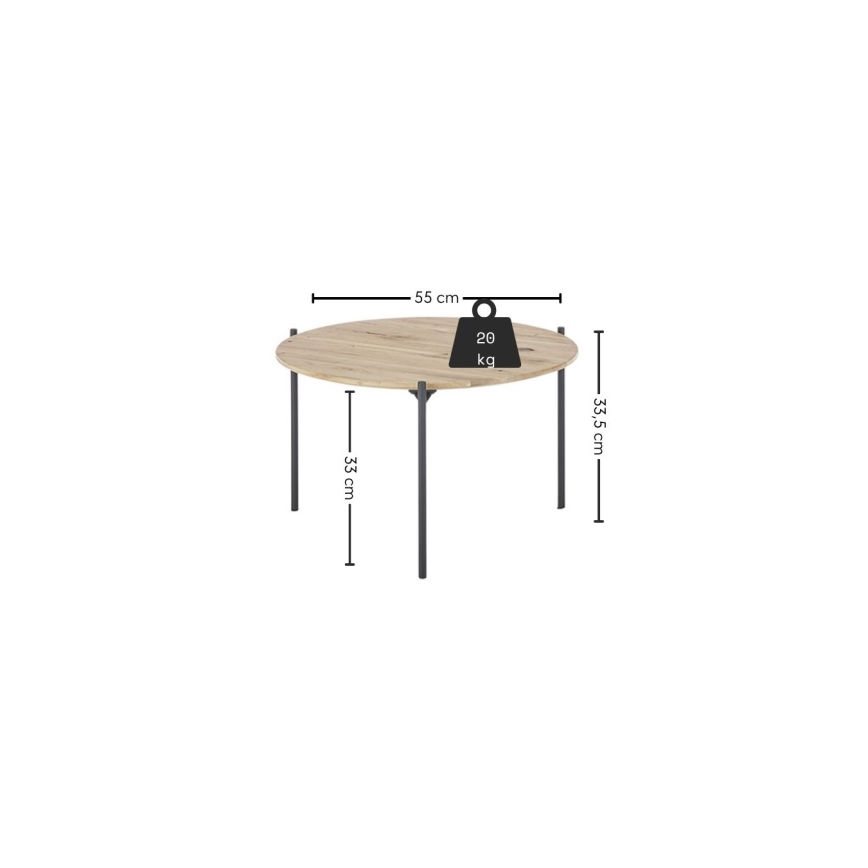 Sohvapöytä AURA Ø 55 cm tammi/antrasiitti