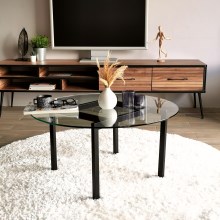 Sohvapöytä BALANCE 42x75 cm musta/läpinäkyvä