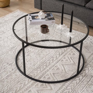 Sohvapöytä BERLIN 45x80 cm musta/läpinäkyvä