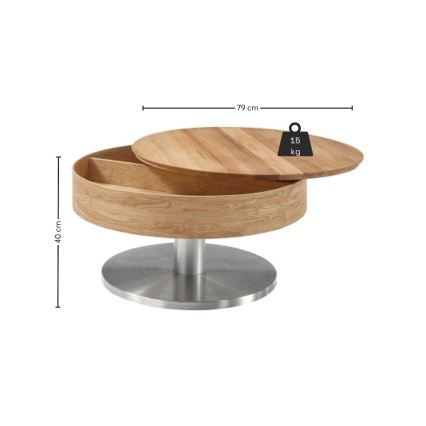 Sohvapöytä BLOCK Ø 79 cm tammi/hopea