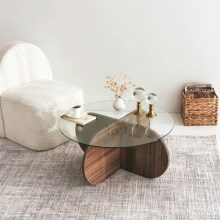 Sohvapöytä BUBBLE 35x75 cm ruskea/läpinäkyvä