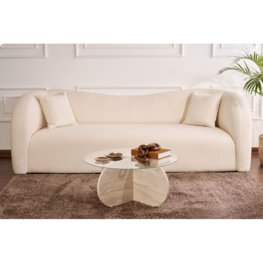 Sohvapöytä BUBBLE, halkaisija 75 cm, beige/läpinäkyvä