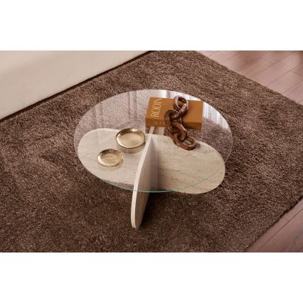 Sohvapöytä BUBBLE, halkaisija 75 cm, beige/läpinäkyvä