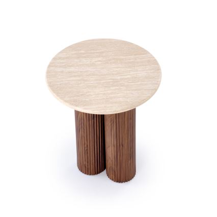 Sohvapöytä CALDO, halkaisija 50 cm, ruskea/beige