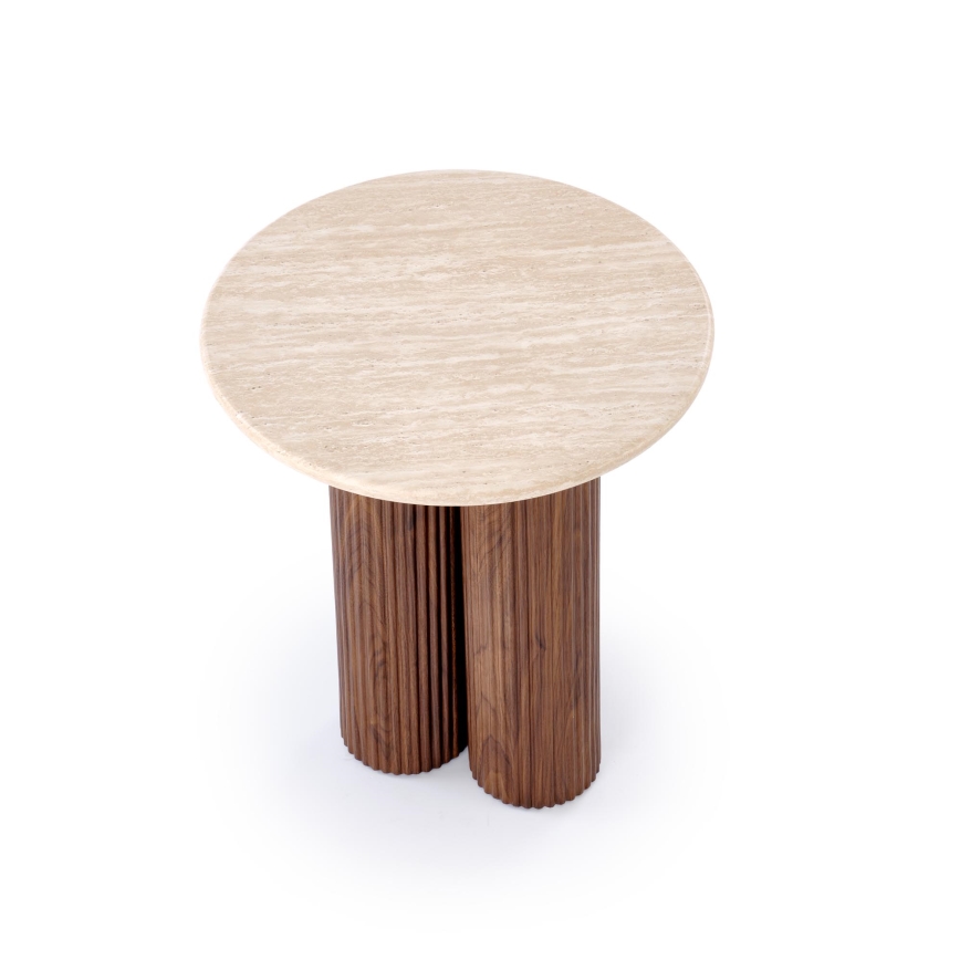 Sohvapöytä CALDO, halkaisija 50 cm, ruskea/beige