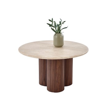 Sohvapöytä CALDO, halkaisija 80 cm, ruskea/beige